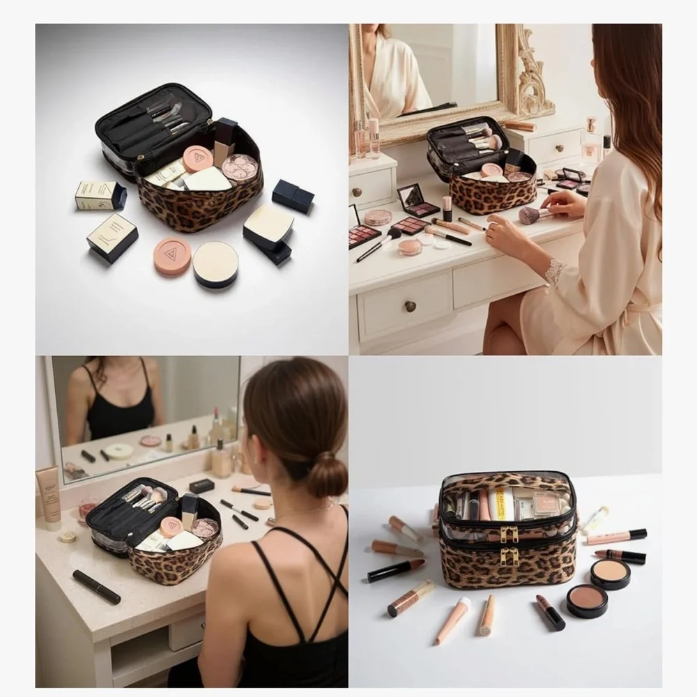 🆕 Double-layer Cosmetic Bag Makeup Bag Travel Makeup Bag